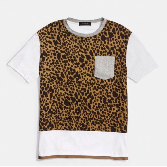Coach Wildcat Cheetah Print Crewneck Tee - Picture 1 of 6